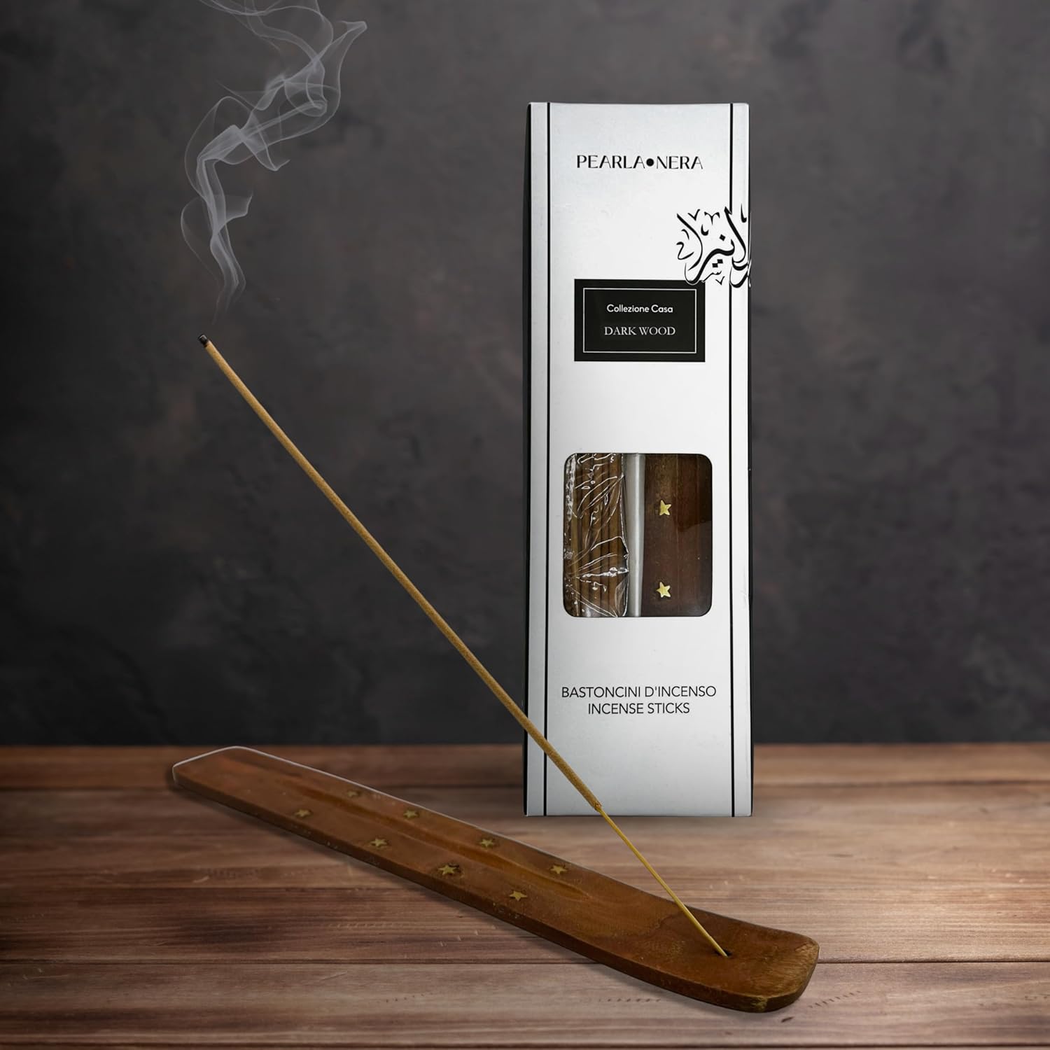 Dark Wood Incense Sticks- Pack of 40 with Wooden holder