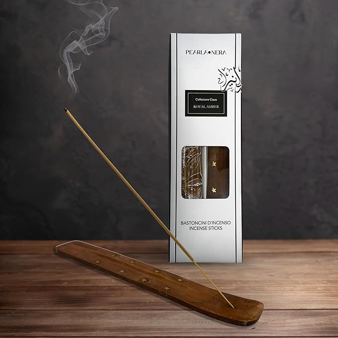 Royal Amber Incense Sticks- Pack of 40 with Wooden holder